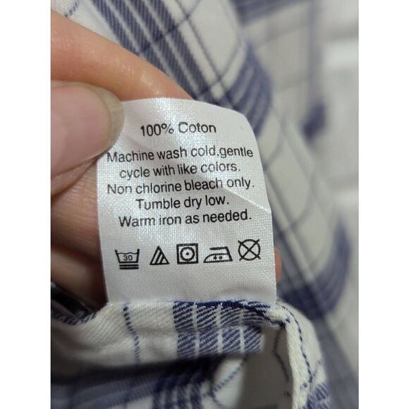 J. Crew Women's Blue & White Plaid Long-Sleeve Button-Front Shirt Size 16 - Picture 5 of 7